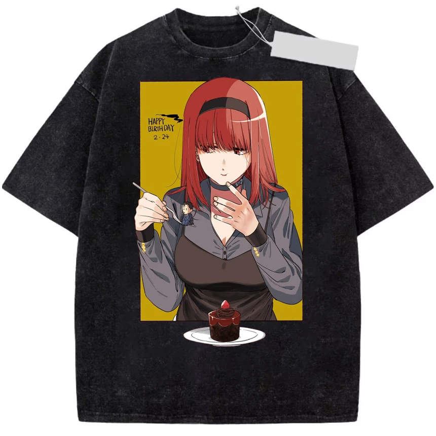 Anime Smoking Behind The Supermarket with You Wash T Shirt Harajuku Summer Cartoon Sasaki Yamada Men Women Washed Cotton Tshirt