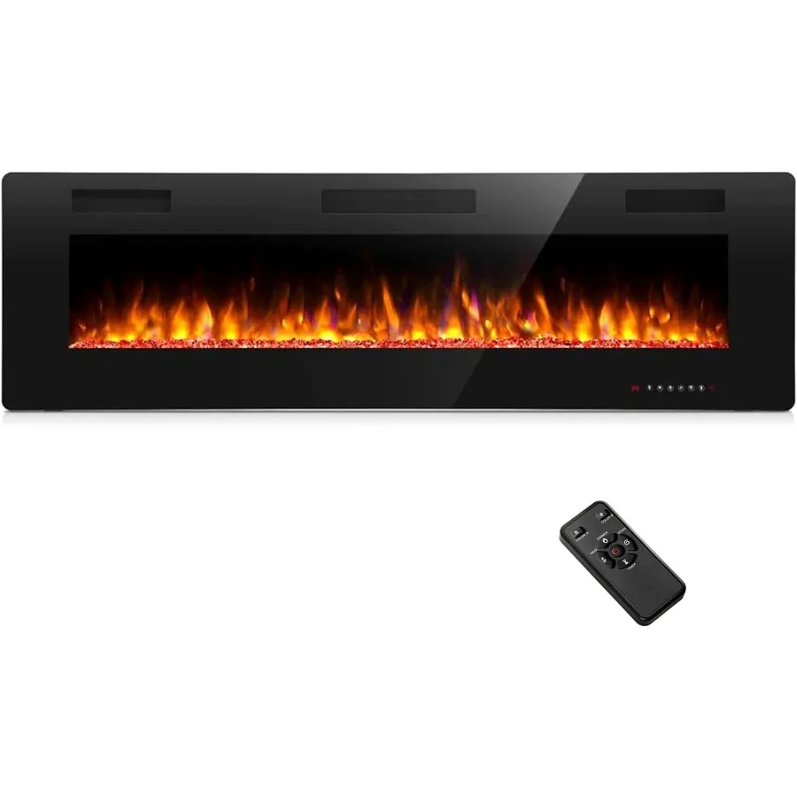 

36 Электрический каминный вкладыш, встраиваемый и настенный, 750/1500 Вт, ультратонкий электрический каминный обогреватель с дистанционным сенсорным управлением