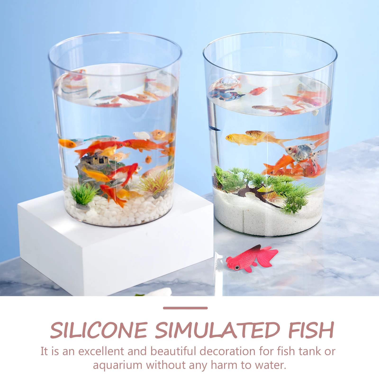 

3 Pcs Night Glow Large Goldfish 4 Blue 5 Red 6 Brown Silicone Toy Fish Tank Decor Aquarium Decorations Statue