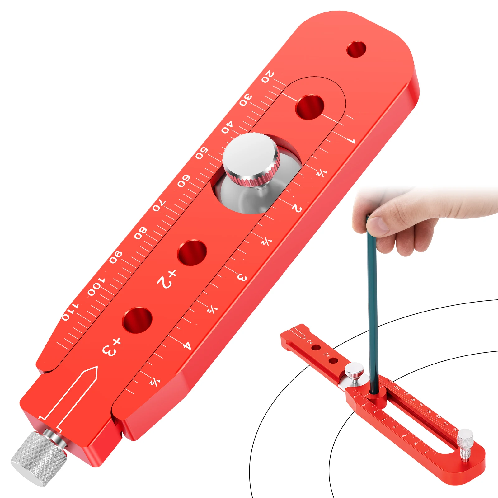 

Woodworking Compass Scriber Metric Inch Scale Adjustable Circle Drawing Marking Gauge Portable Aluminum Alloy Arc Layout Tool