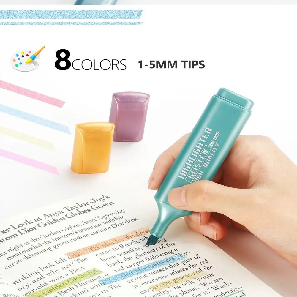 

Креативные 8-цветные ручки-хайлайтеры, блестящие ручки с блестящей краской 1-5 мм, металлический гладкий блестящий маркер для офиса