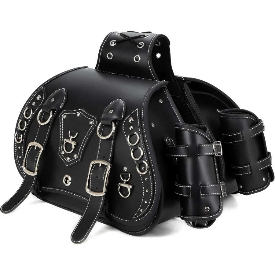

Universal Motorcycle Saddlebags with Waterproof PVC Faux Leather Design and Builtin Cup Holder for Easy Access and Storage Idea