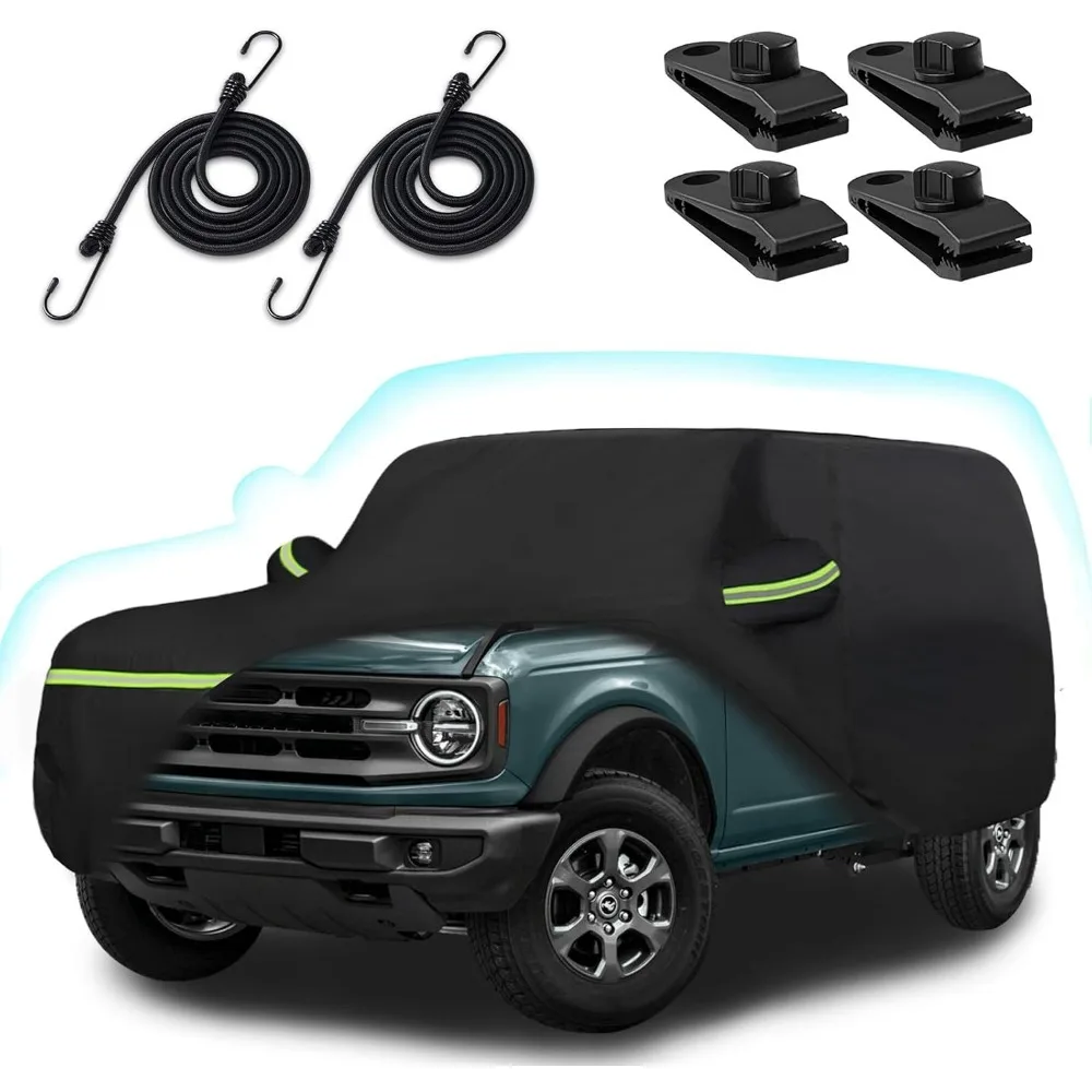 

Waterproof Car Cover for 2021-2025 Bronco 4 Door, 6-Layer Protection with Cotton Lining and Zipper - Black