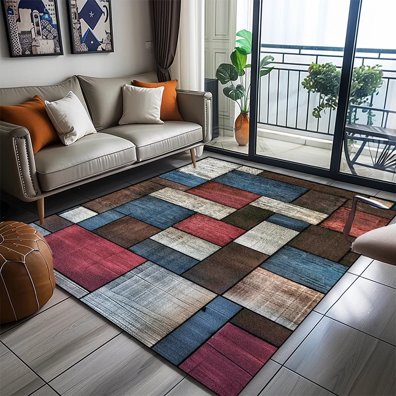 NONE Moderne geometrische Teppich Wohnzimmer abstrakte Dekoration Home Sofa waschbare große Teppiche Schlafzimmer Garderobe rutschfeste Fußmatten 3