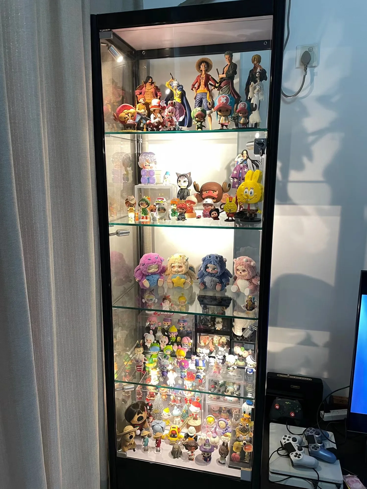 Hot sale stackable car model display lego toy lockable cabinet display toy model display rack with light-emitting diode light