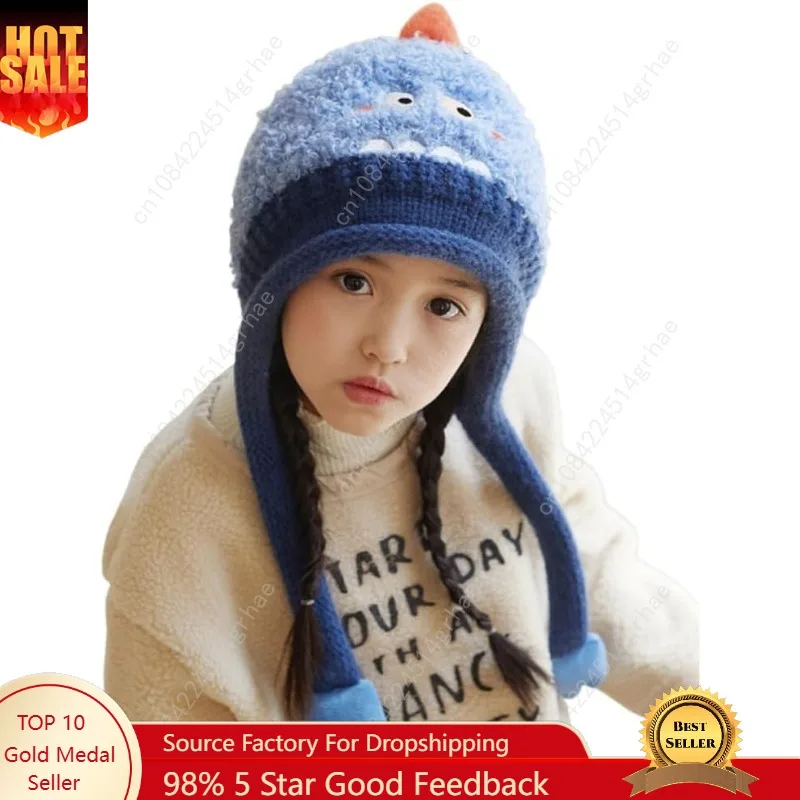 

Knit Hats Winter Fleece Lining Skiing Winter Caps for Boys Girls Cute Animal Character with Warm Ear Flap