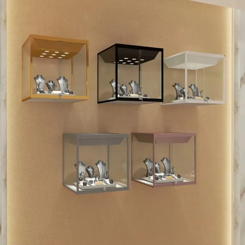 Vitrine de exibição de joias de ouro de luxo com design personalizado Armário de joias de vidro com tampa