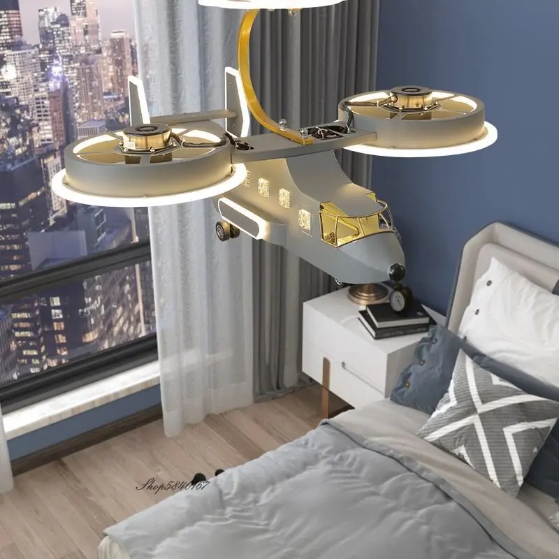 Modern Turbofan Aircraft Ceiling Fan Lights Children\'s Room Led Pendant Lights Creative Cartoon Airplane Ceiling Light Fixture