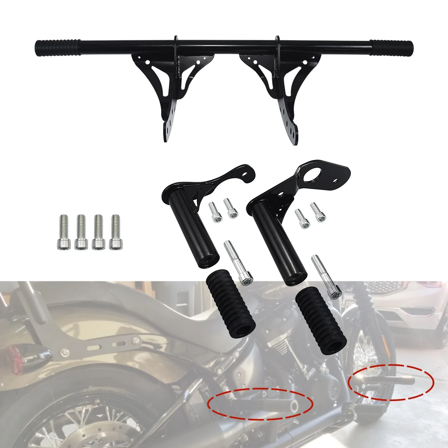 

Motorcycle Front Rear Crash Bar Highway Peg Falling Protector For Harley Softail Street Bob Low Rider Heritage Classic 2018-2024
