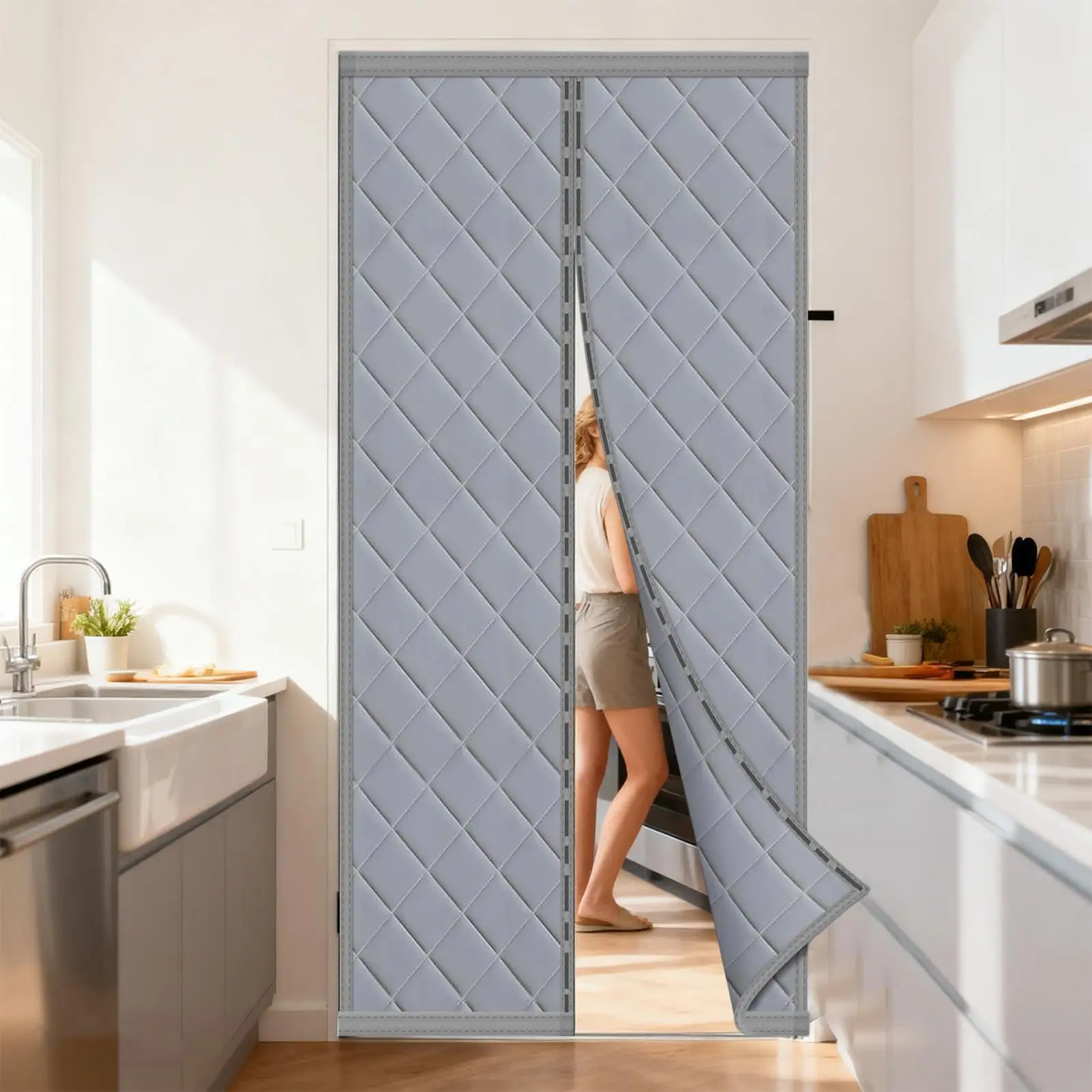 Door Curtains Magnetic Cold Draft Blocker Insulated Door Curtains For Home Room Apartment Patio Porch Doorway Outdoor Winter