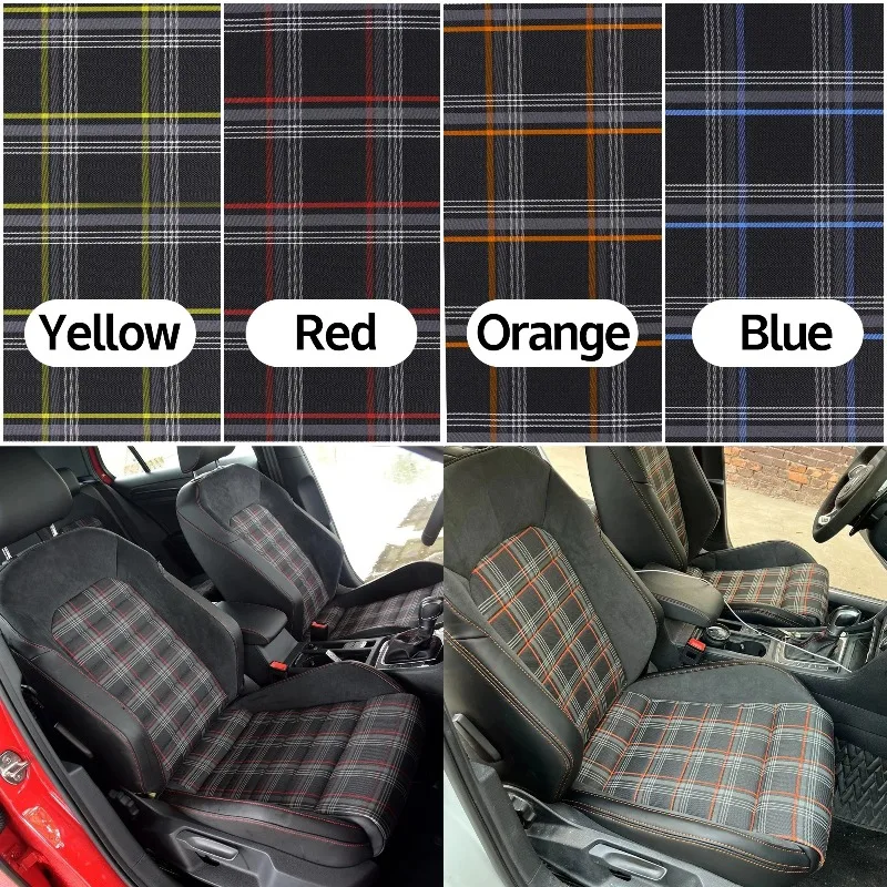 

Classic Tartan Plaid Auto Upholstery Material, Durable Black Red Grid Fabric for Car Seats, Center Console, Home Sofa Upholstery