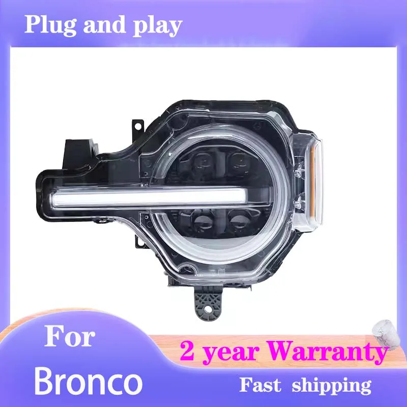 Car Styling for Ford Bronco Head Lamp 2020-2023 Bronco Headlights DRL Turn Signal High Beam Projector Lens