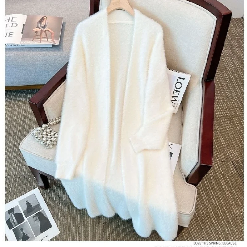 

Женский черный кардиган средней длины, модный осенний вязаный кардиган с воротником-стойкой, свободный, на пуговицах, с подкладкой, теплый, средней длины, на каждый день