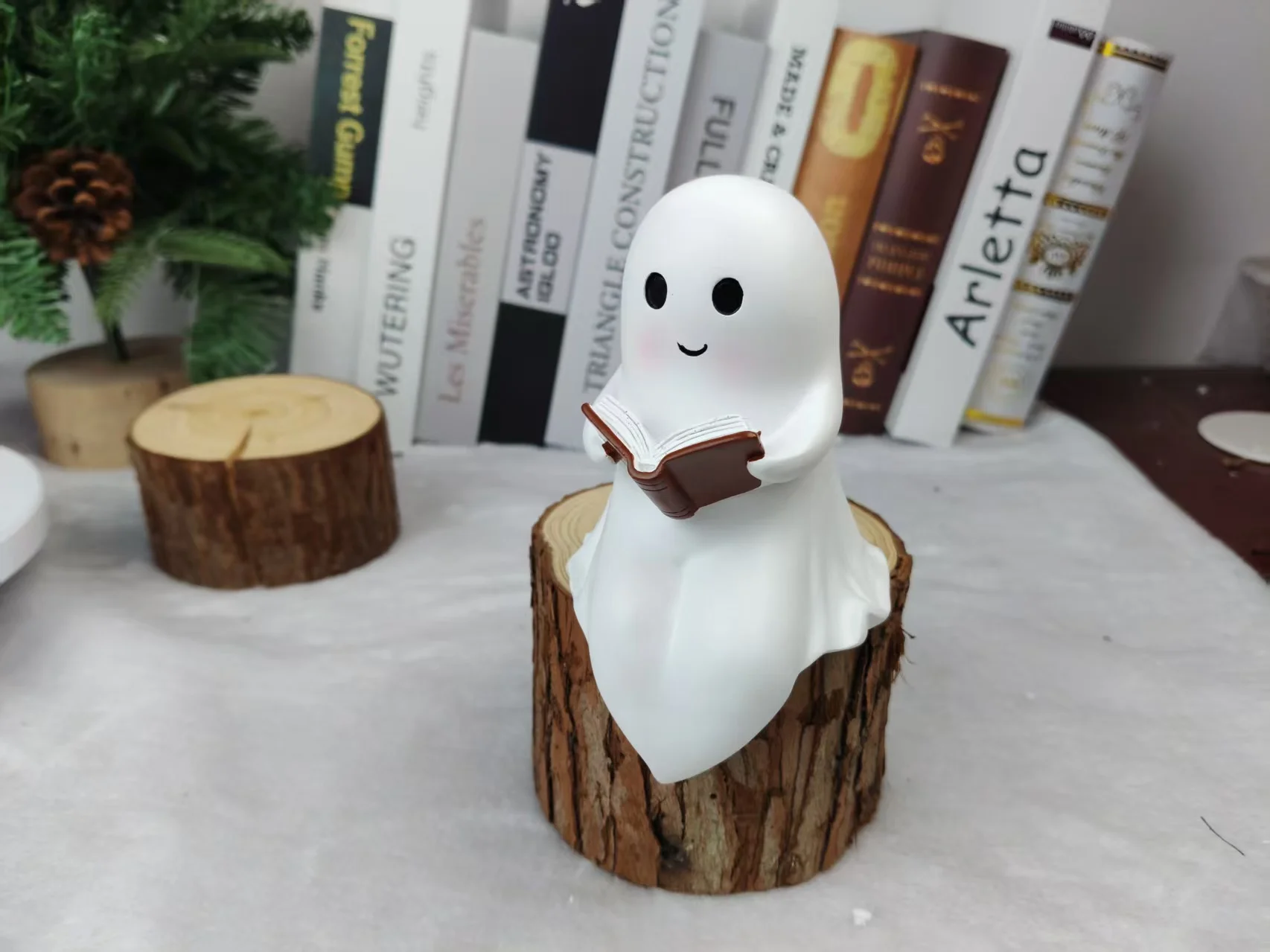 New Cute Ghost Reading Lamp Ghost Reading Book Lamp Halloween Decorative 3D LED Ghost Statue Night Light for Readers Living Room view 6