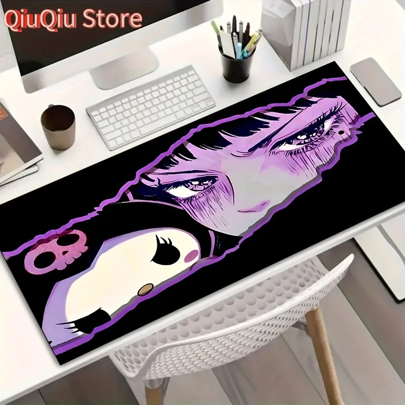 

1pc Dark Sanrio Kuromi and Cool Anime girl tear-off pattern Mouse Pad Non-slip Absorbent Washable Desk Mat Office games Study Do