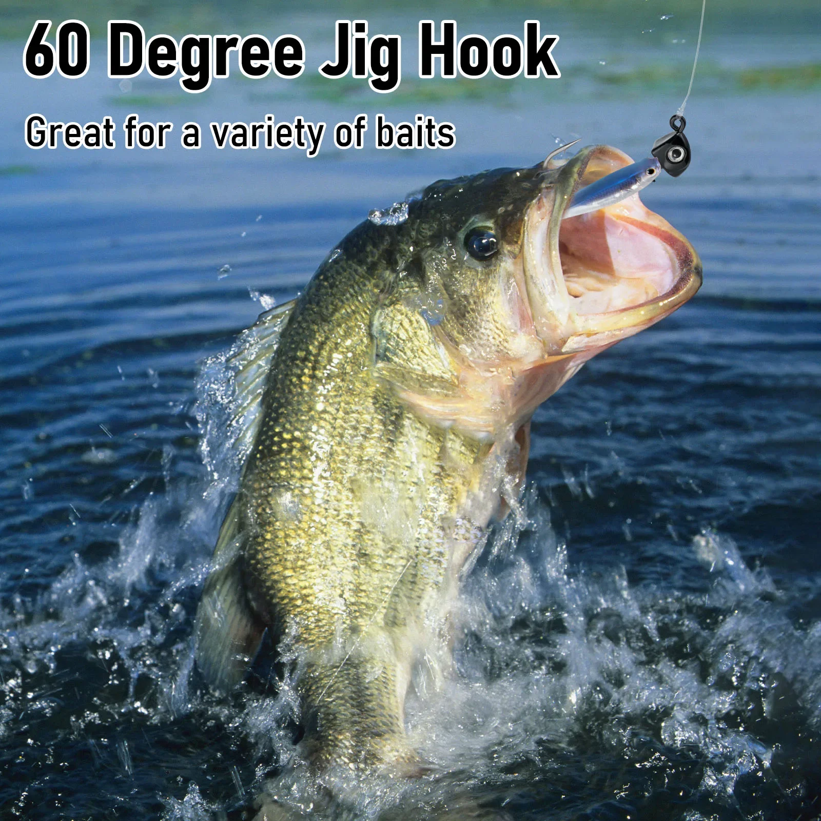 FishTrip 60 Degree Round Bend Jig Hook Worm Bait Fishing Hook Soft Plastic Hook Aberdeen for Jighead Mold DIY Make Accessories