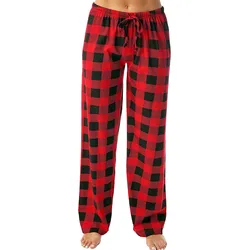 New Women's Autumn/Winter Checker Printed Pants Full Length Pants Sports Loose Pants