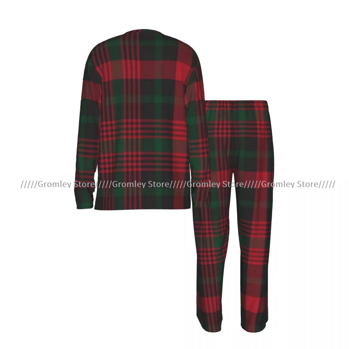 Men Long Sleeve Long Pants Pajama Set Christmas Glen Plaid Textured Pattern Loungewear Sleep Male Home Night Suit