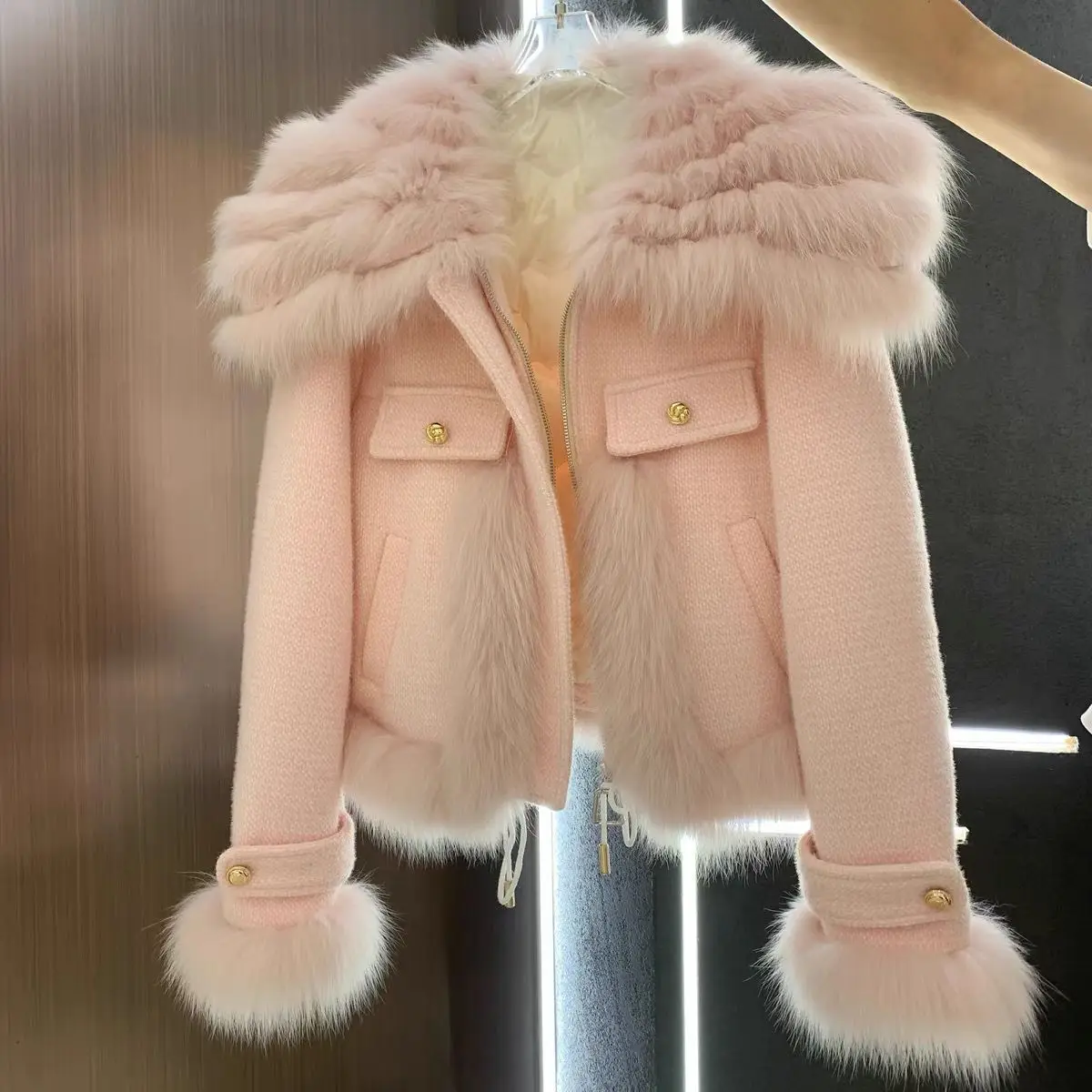 Super Beautiful Environmental Faux Fur Coat Female 2024 Autumn and Winter High-grade Sense Winter Wear Mujer E3107