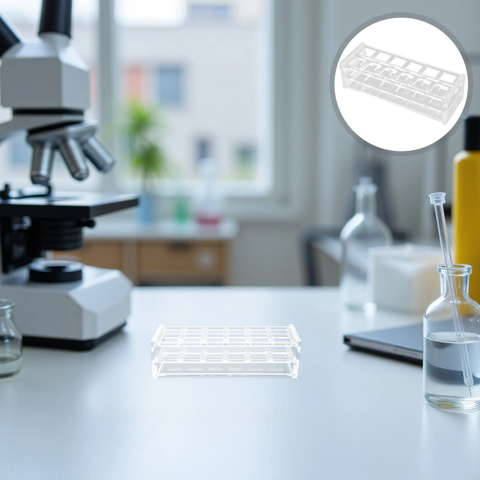 12-Place Acrylic Laboratory Cuvette Holder Rack Chemistry Biology Tube Storage Organizer Research Cuvette Drying Stand