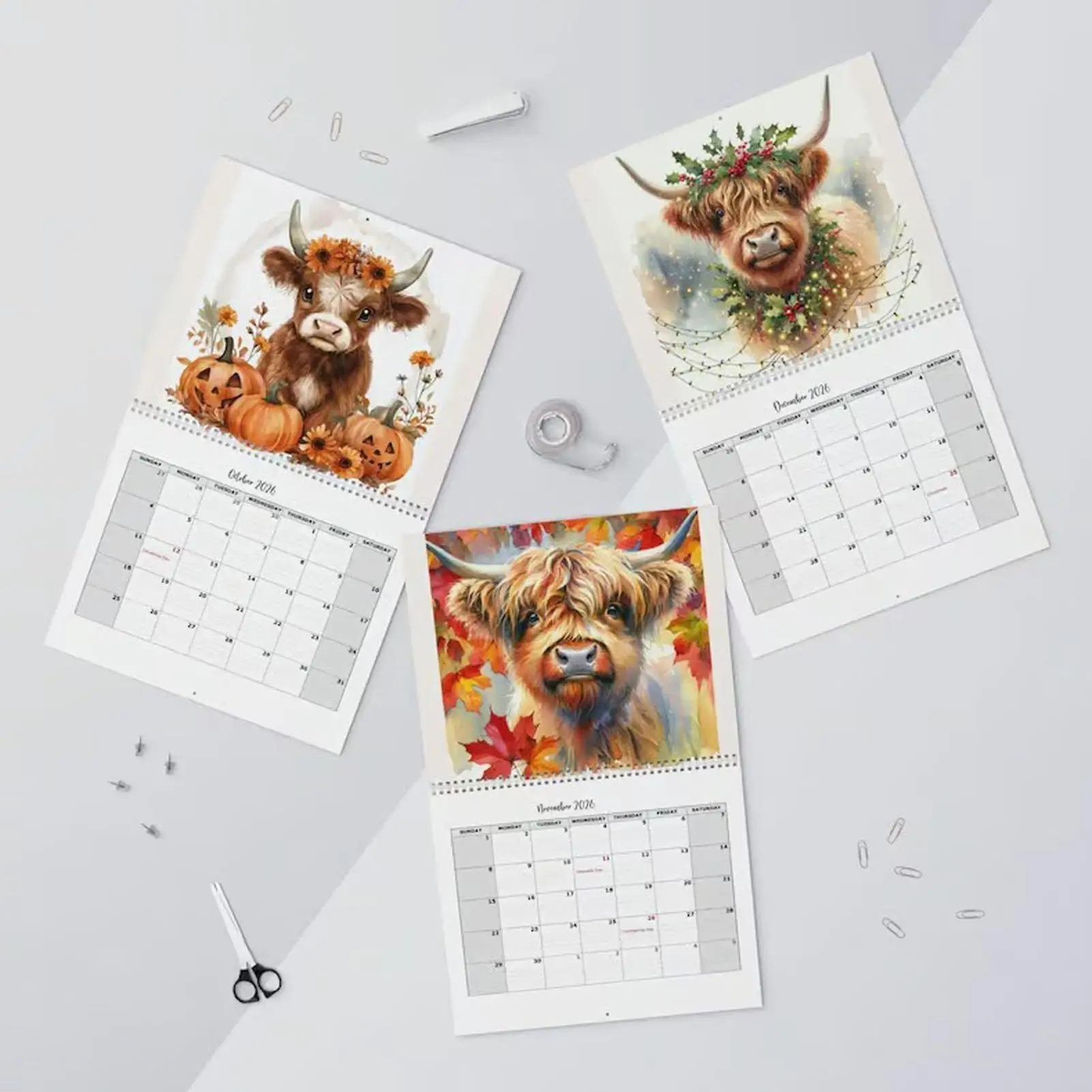 2026 Wall Calendar Funny Highland Cow Calendars 2026 Thick Paper Monthly Planner Farmhouse Decor For Student Teacher Planning