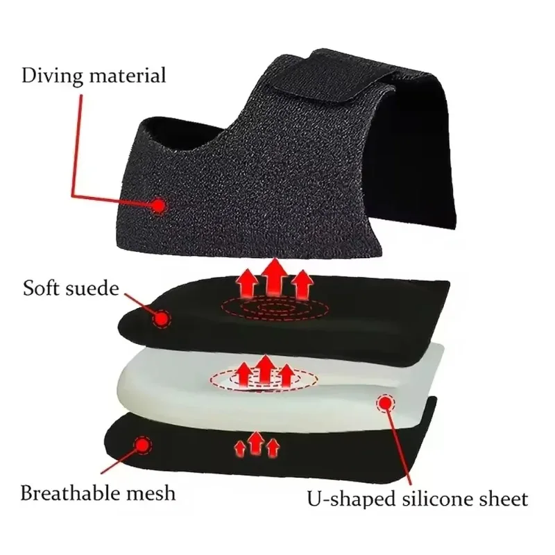 U-Shaped Silicone Gel Heel Cups, Plantar Fasciitis Foot Support for Heel Spur Pain Relief, Shock Absorbing Insoles for Men Women