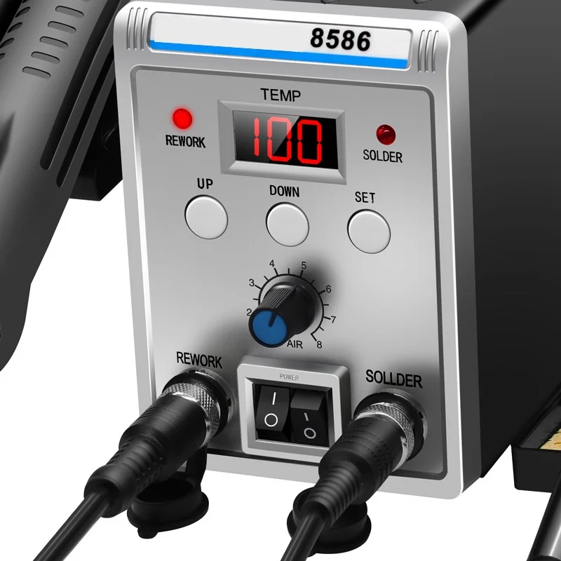 8586 Hot air Gun Soldering Station 2 in 1 Digital Display Adjustable Temperature Iron Soldering Station