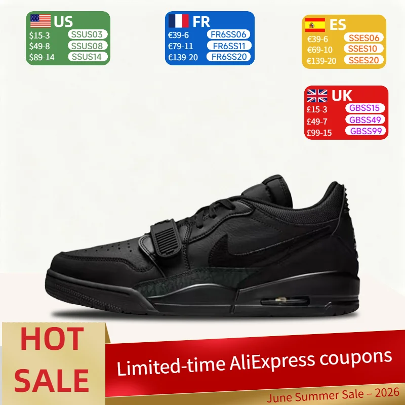 

Nike Jordan Legacy 312 Black Knight Soft Fit Durable Cushioning Retro Low-Top Basketball Shoes Men's Black IQ9784-001