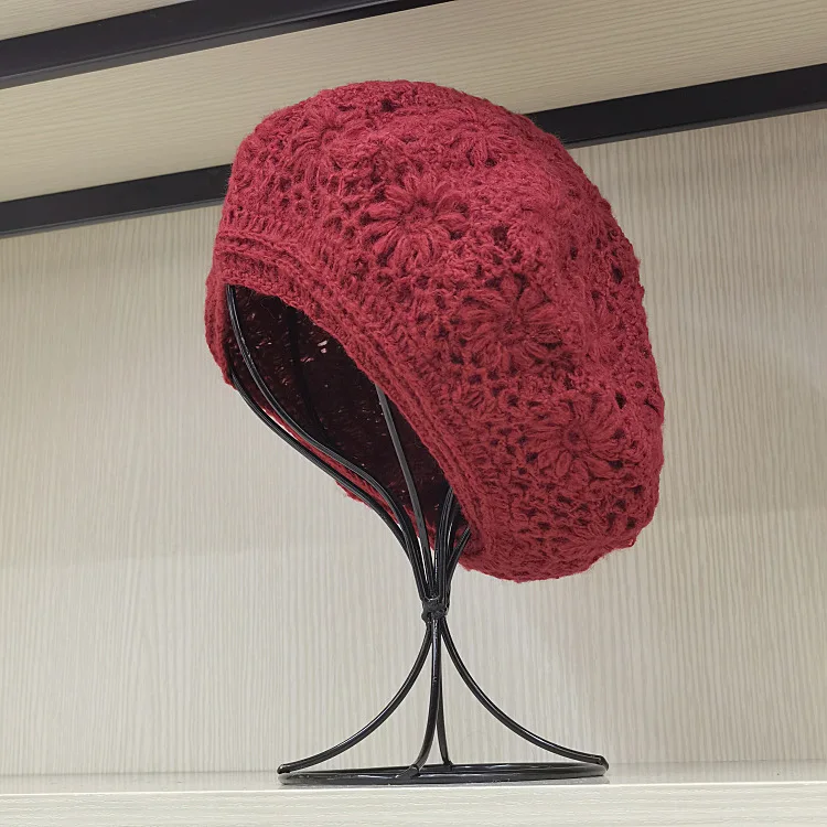 New Winter Crochet Beret for Women Wool Knit Hat Elastic  display picture 3