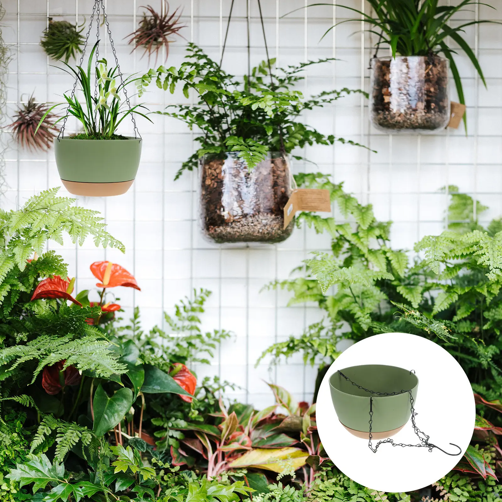 2Pcs Self-Absorbent Hanging Flower Pot Simple Practical Hydroponic Plant Flowerpot Decor for Cacti Succulents Greenery