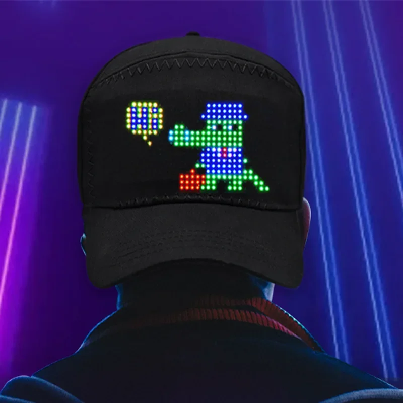 Iluminación disponible: gorra de pico de pato negra, gorra de béisbol con texto de graffiti DIY, gorra luminosa, gorra de sombrilla para exteriores