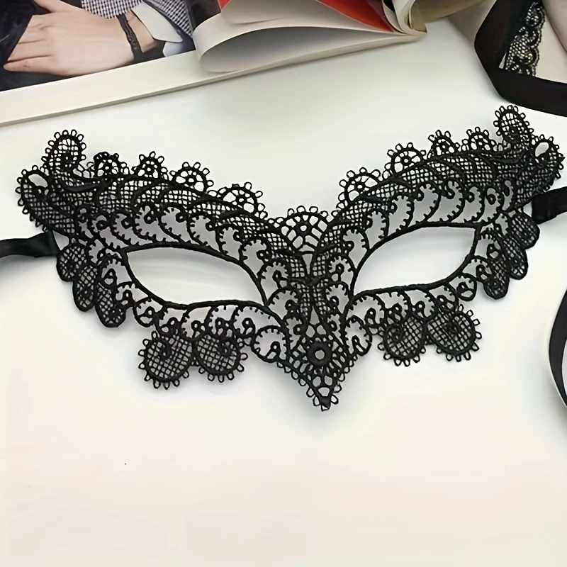 1 Stück, Schwarze Spitzen-Halbgesichtsmaske für Damen, Halloween-Party, Weiße Niedliche Augenmaske mit Schleier