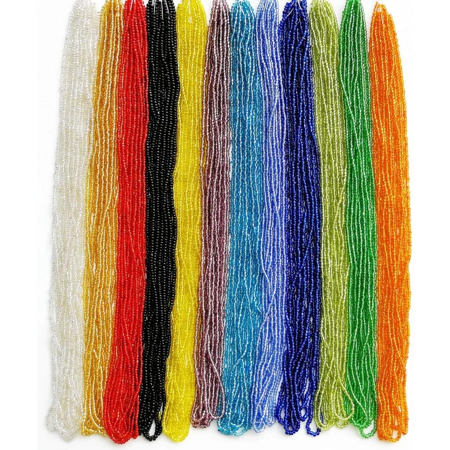 

11 0, стеклянный бисер, 1 хенк, 3 метра, 12 нитей, всего 12 цветов, стекло с серебряной подкладкой