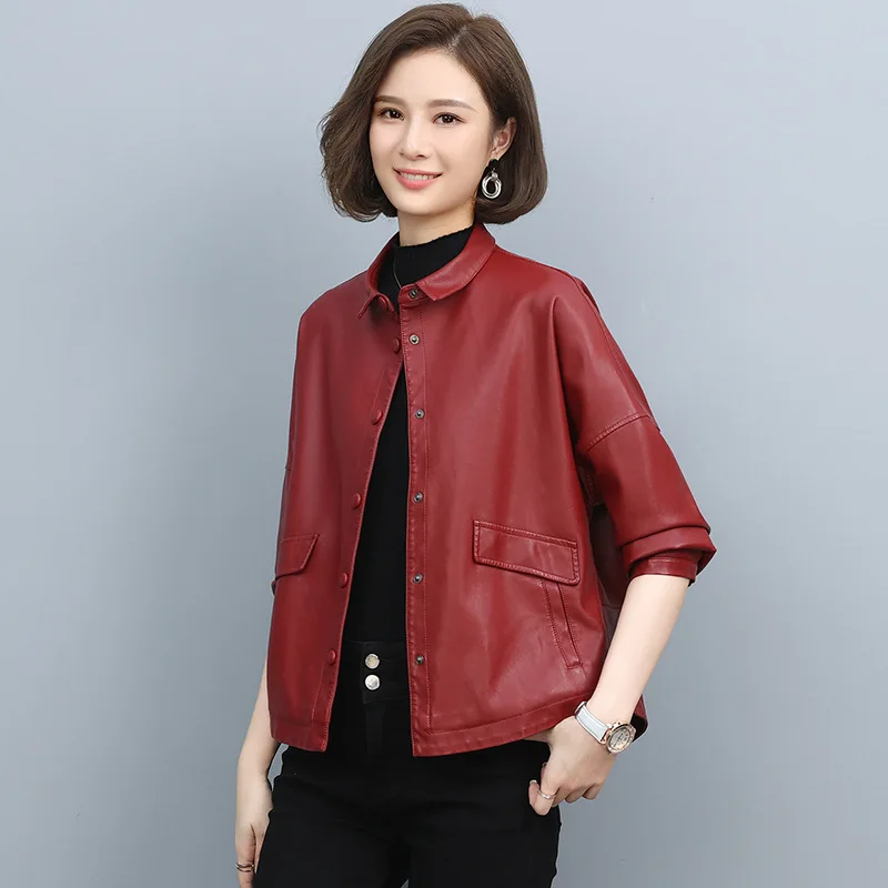 

Large Size 4XL PU Faux Leather Jackets Women 2023 Autumn Winter Fashion Motorcycle Jackets Female Casual All Match Outwear Coat