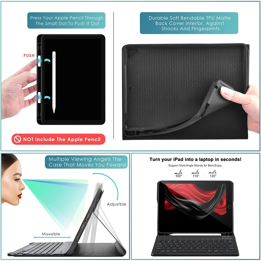 For iPad 9.7 inch Case, Keyboard Case for iPad 9.7 Inch iPad 6th / 5th Gen/iPad Pro 9.7 2016, iPad Air 2/iPad Air 1