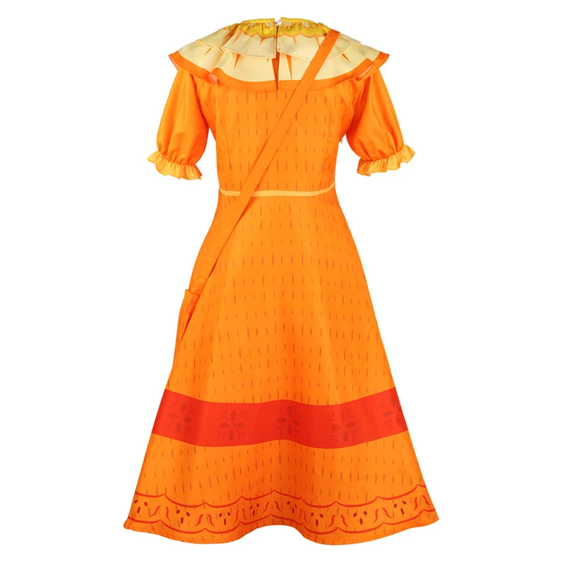 Costume de Cosplay Madrigal pour adulte, robe de princesse Orange Pepa à volants, tenue de carnaval, avec breloque, avec personnage du film d'animation