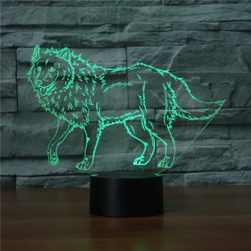 Nighdn Wolf 3D Lamp Led Night Light for Home Room Decor 7 Colors Touch USB Table Lamp Birthday Christmas Gift for Kids Men