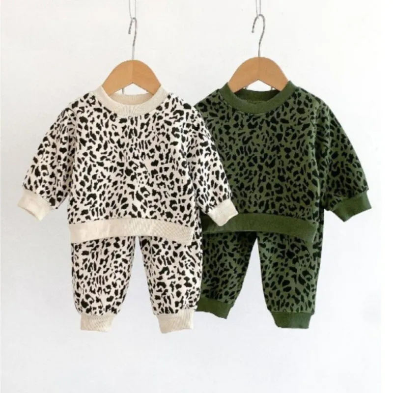 

Newborn Baby Girl Boy Clothes Set Sweatshirt+Pant 2Pcs Infant Toddler Leopard Print Longsleeve Outfit Autumn Baby Clotheing 0-5Y