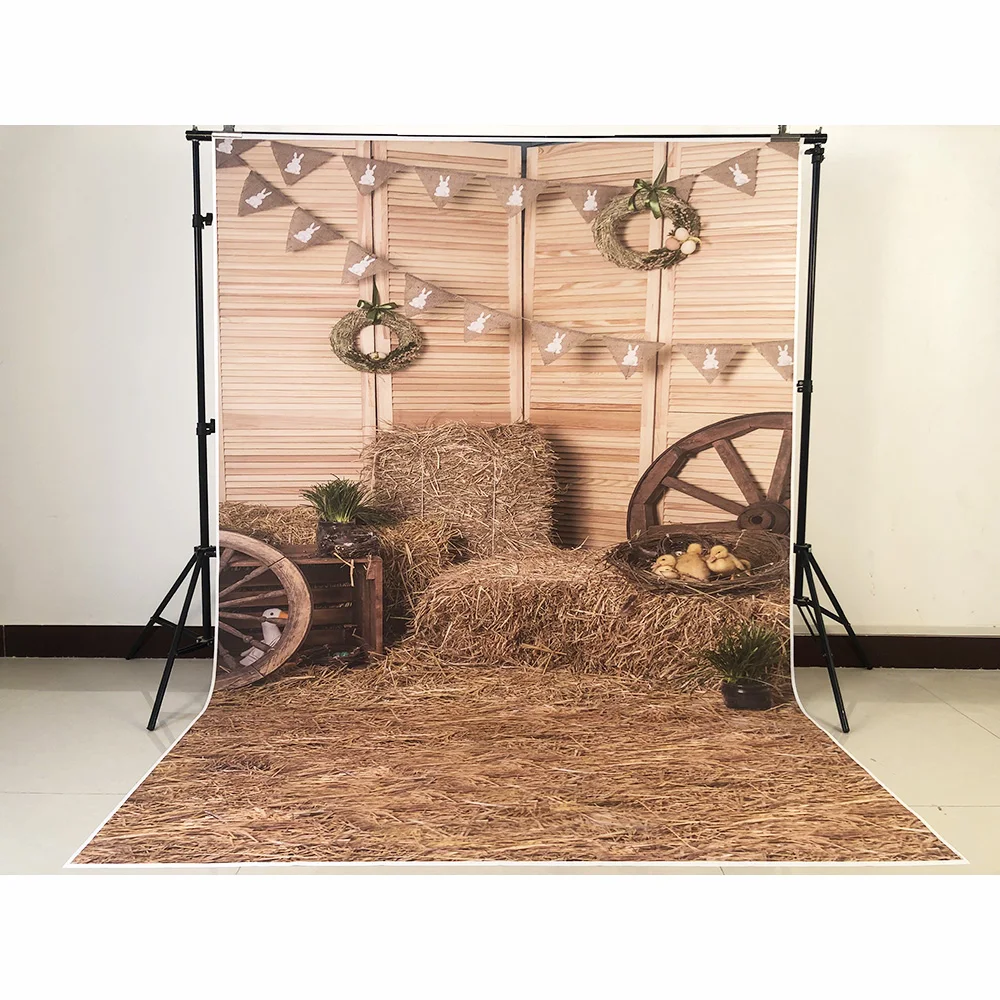 Hay Stack Autumn Barn Backdrop Photo Booth Fall Photography Background for Children Baby Shower Portrait Photophone Photo Studio