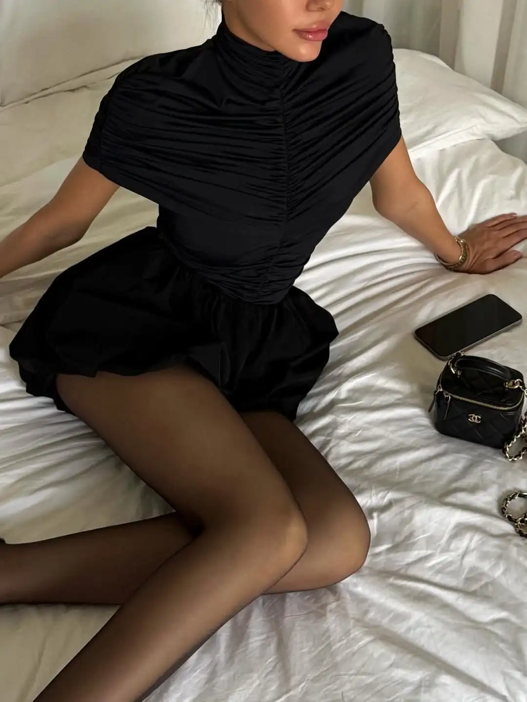 Einfarbig Halb Stehkragen Plissee Taille Kleid Frauen Mode Kurzarm Blume Knospe Saum A-linie Kleider Dame Täglichen Party Kleid