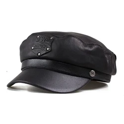 New 2024 Military Hat 100% High Quality Cow Leather Winter Warming Men Women Cap For Father Mother Gift hot sale