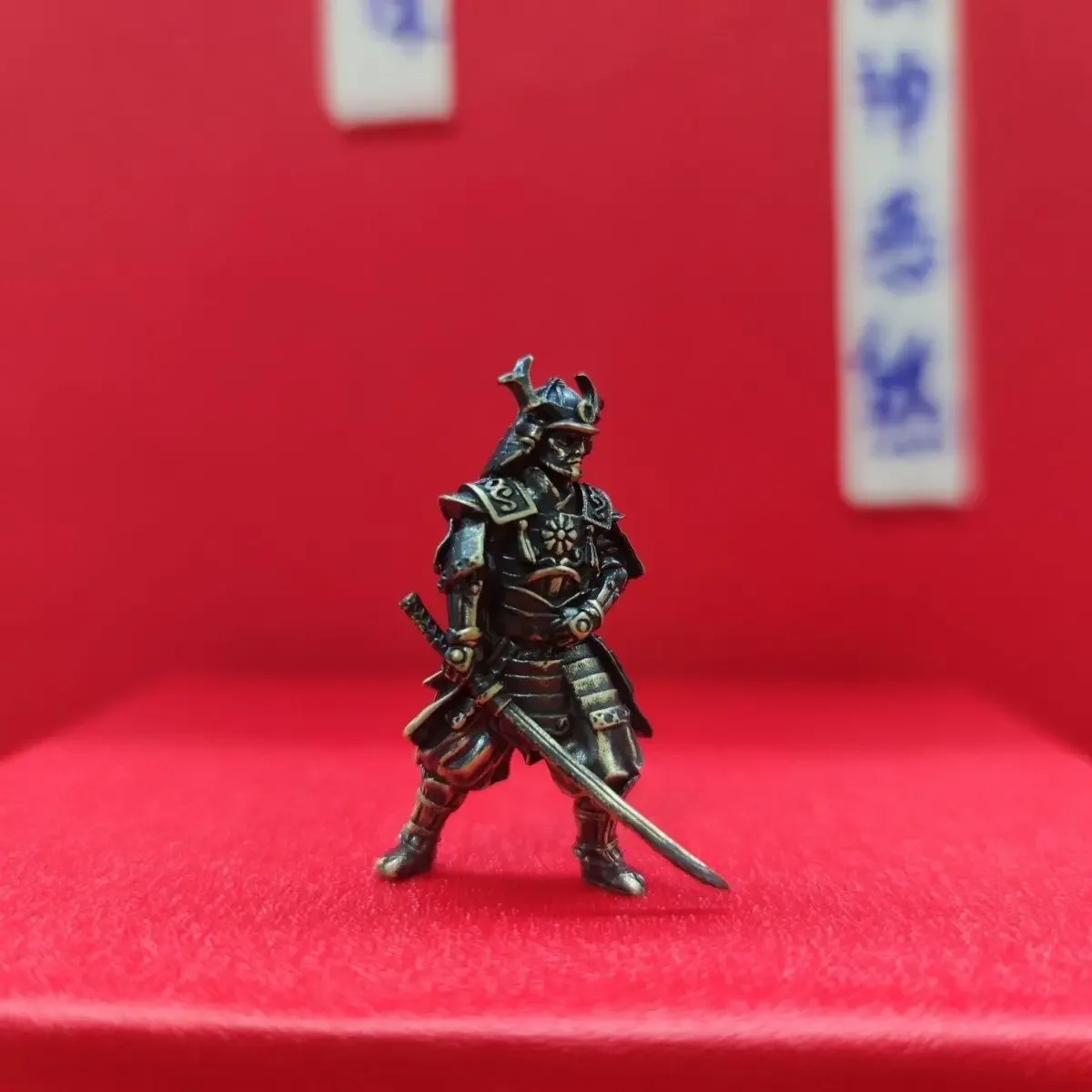 4cm black pure copper slanting knife samurai ancient soldier toy model desktop decoration military manual