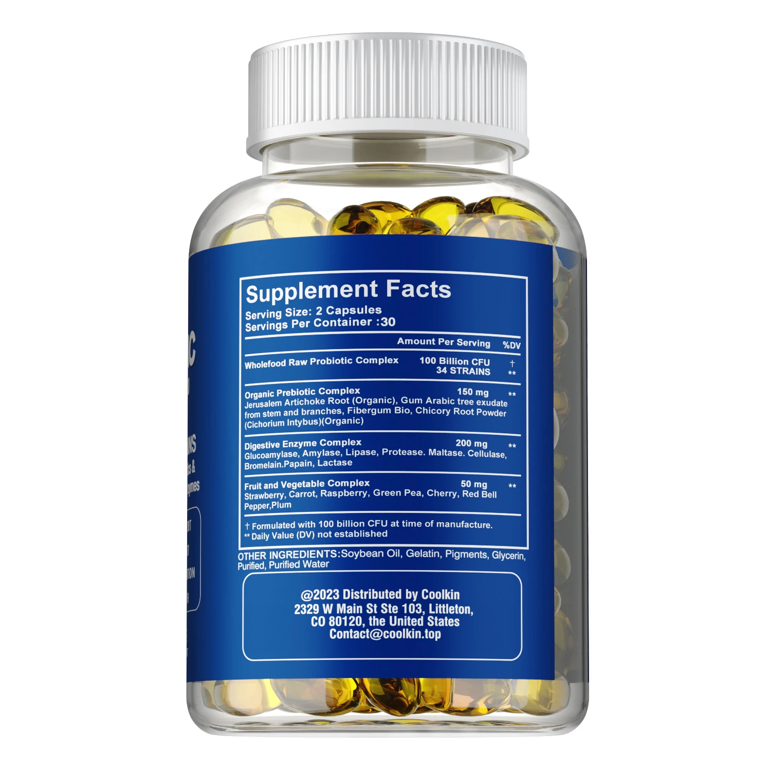 البروبيوتيك - 100 مليار CFU - يقلل من الانتفاخ والإمساك ويحسن صحة الهضم والأمعاء ويعزز المناعة