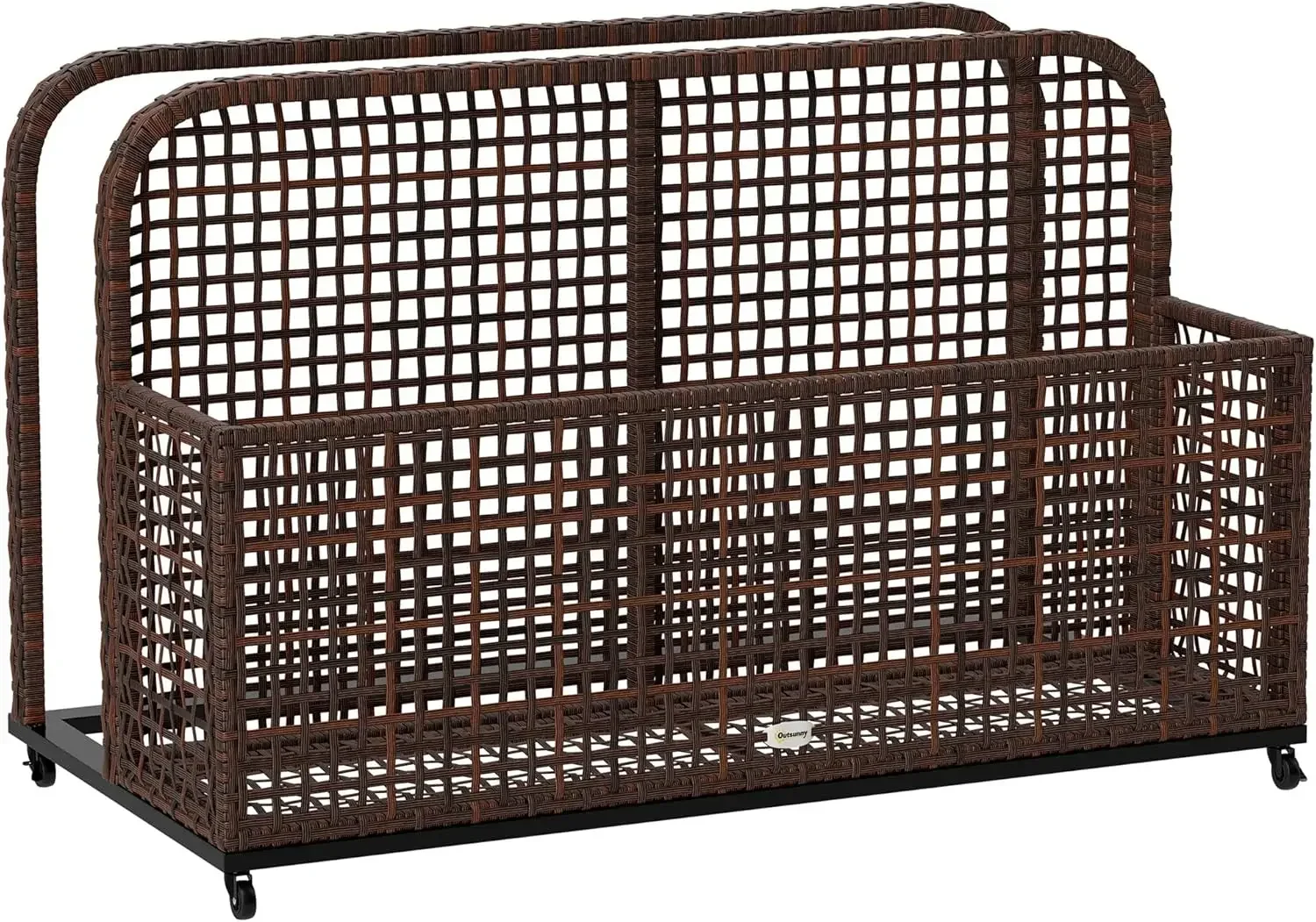 

BestsellerPatio Wicker Pool Float Storage with Wheels, Outdoor Rolling PE Rattan Pool Caddy, Includes Compartment and Basket, fo