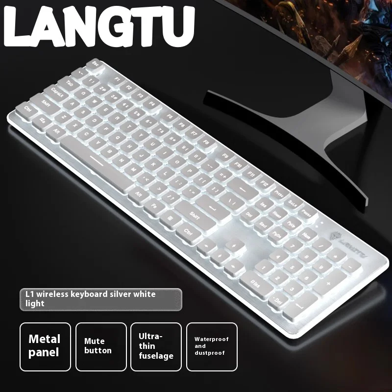 

LANGTU Lt600 Soft Tone Wireless Keyboard Mouse Set Girls Laptop Office Typing Special White Multi-Scene General