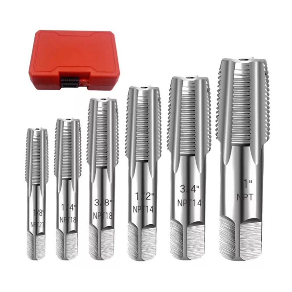 

Набор метчиков для труб NPT, набор из 6 предметов из нержавеющей стали для эффективной резьбы, предназначенный для профессионалов и проектов DIY