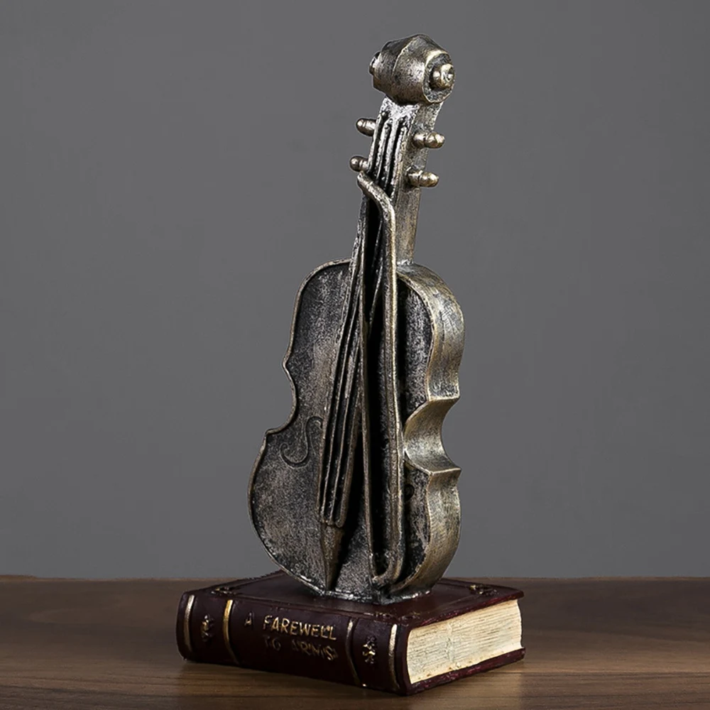 

Retro Classic Musical Instruments Decoration Violin Saxophone Sculpture Decor Living Room Home Resin Crafts B