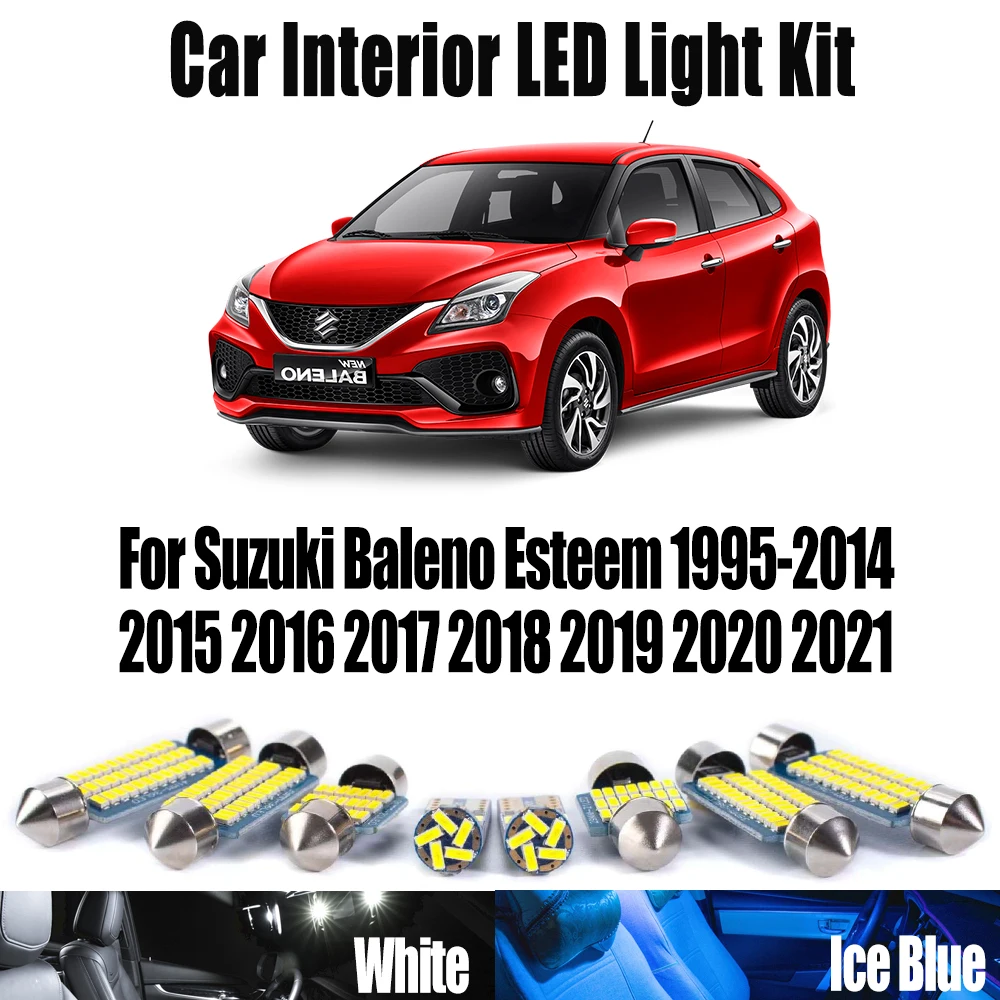 Kit d'éclairage de coffre de dôme de carte intérieure LED Canbus pour Suzuki Baleno estime 1995- 2015 2016 2017 2018 2019 2020 2021, ampoules de plafond de voiture