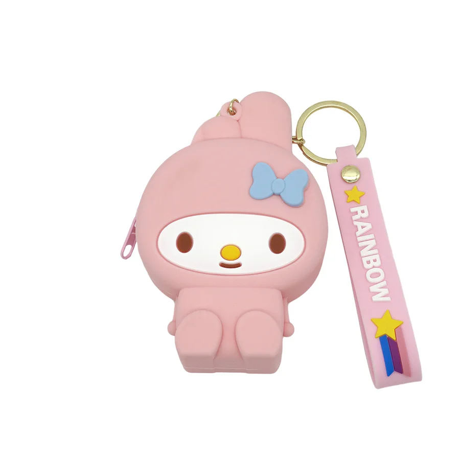 Mini billetera Kawaii con llavero colgante, bolsa de silicona, Cartera de dibujos animados, bolsa de almacenamiento para auriculares, novedad de 2023