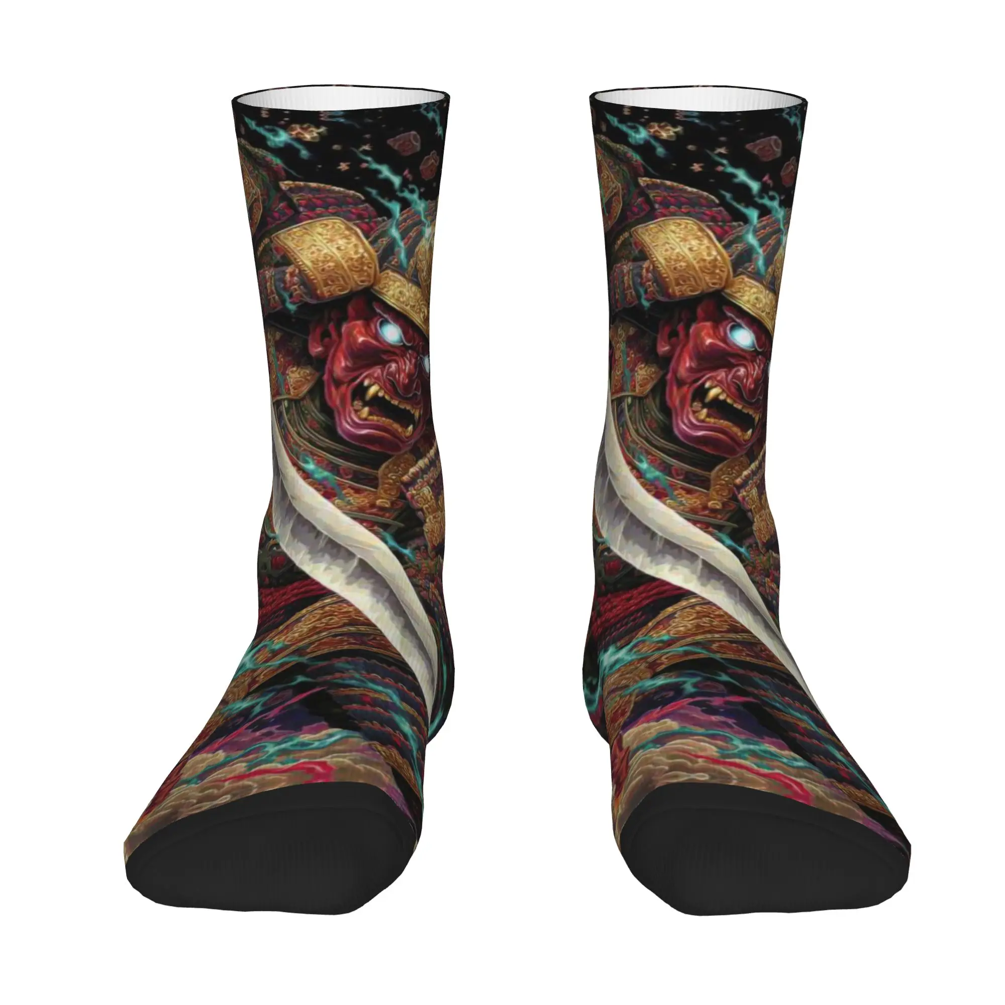 1 Pair Sock for Men Glowing Eye Oni Samurai With Katana Hip Hop Harajuku  Happy Seamless Pattern Printed Sock Novelty Gift